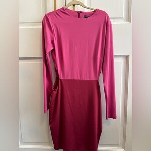 Nookie Fuchsia Long Sleeve Dress with cut outs at sides